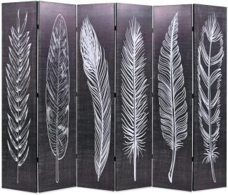 vidaXL Raumteiler klappbar 228 x 170 cm Federn Schwarz-Weiß 245892