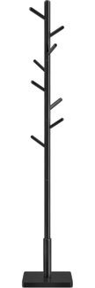 Vasagle Garderobenständer mit 8 Haken, Holz Tintenschwarz, 30 x 30 x 175 cm