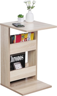 RICOO Kleiner Beistelltisch Holz 35 x 60 x 40 cm WM042-ES Couchtisch mit Stauraum Eiche Sonoma Braun Wohnzimmertisch Kleiner Tisch Wohnzimmer Sofatisch Beistelltische C Form Konsolentisch