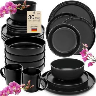 SÄNGER Steingut Geschirrset Madeira, Kombiservice 30 teilig für 6 Personen