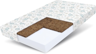 FDM Calm Matratze 80x190 cm Kaltschaum Kindermatratze Höhe 10 cm Härtegrad H3 H4 Öko-Tex Allergikergeeignet Bezug Waschbar Kokosfaser-Einlage Matratzenbezug Dumbo