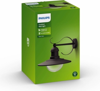 Philips Topiary Wandleuchten für den Außenbereich, E27-Fassung, wasserfest, schwarz, IP44 wetterfest