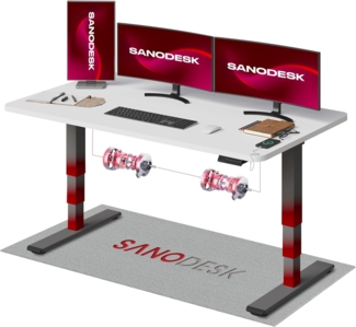 SANODESK EC4 Höhenverstellbarer Schreibtisch (160x80 cm) mit 2 starken Motoren Elektrisch Schreibtisch Plus 3-Fach-Teleskop, mit Memory-Steuerung - Stehtisch