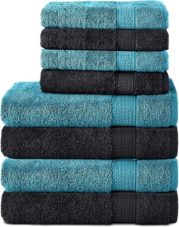Komfortec Handtuch Set 100% Baumwolle, 4 Badetücher 70x140 und 4 Handtücher 50x100 cm, Frottee (Packung, 8-St), Badehandtuch & XXL Saunatuch, Weich, Towel, Groß
