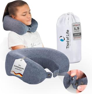 Third of Life Nackenhörnchen Nackenkissen ANDAR aus Visco Schaum, Ergonomisches Reisekissen mit Thermo-Bezug, Für Allergiker geeignet