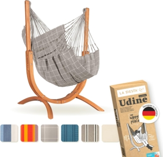 La Siesta 'Udine Organic Zebra' Hängesessel, almond, Bio-Baumwolle mit Eucalyptus-Gestell, 115 x 180 x 125 cm