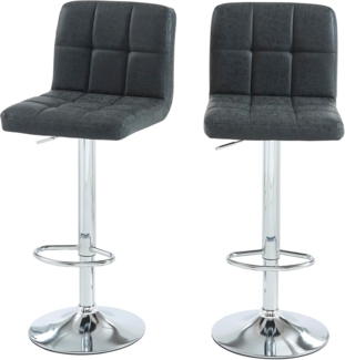 BAÏTA Barhocker Gary aus schwarzem PU mit silbernem Metallgestell, 2 Stück