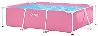 Intex 28266NP - Rechteckiger Aufstellpool mit Rahmen, 1662 L, Stahl und PVC, Rosa, 220 x 150 x 60 cm