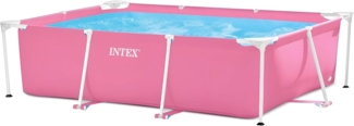Intex 28266NP - Rechteckiger Aufstellpool mit Rahmen, 1662 L, Stahl und PVC, Rosa, 220 x 150 x 60 cm