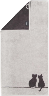Cawö Badetücher Duschtuch Cute Cats Katze You & Me Platin Basalt (80x150 cm)
