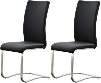 Esszimmerstuhl >Muvo I< (2er Set) in Schwarz aus Metall - 43x103x52cm (BxHxT)