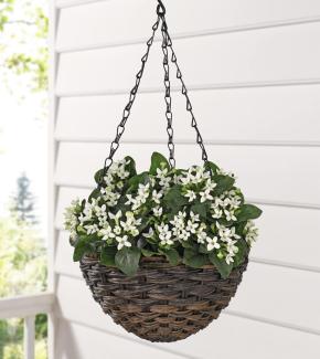 Pflanzenampel aus Polyrattan, braun, Ø 25 cm, Blumenampel für Drinnen & Draußen, Hängeampel für Balkon & Garten, Hängeblumentopf