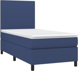 vidaXL Boxspringbett mit Matratze & LED Blau 90x200 cm Stoff 3134691