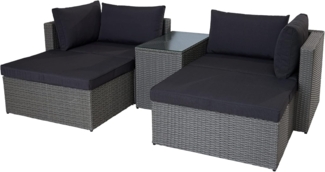 riess-ambiente Loungeset XXL MODULAR grau, (Set, 5-tlg), Gartenmöbel · Sessel · Tisch · Hocker · Terrasse · Balkon · Outdoor