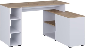 Vicco Eckschreibtisch Weiß/Artisan 135 x 110 cm mit Regalen, Rudy