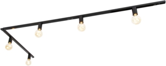 Qazqa Schienensystem-Sets Jeana, ohne Leuchtmittel, E27, Schwarz, Modern, Stahl, Deckenstrahler 5-flammig