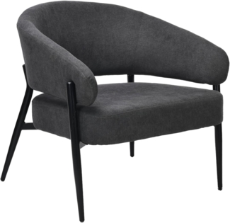 byLIVING Sessel John/Webstoff dunkelgrau/Gestell Metall schwarz/Polstersessel/Lounge Chair/Armlehnsessel/B 75, H 72,5, T 73 cm