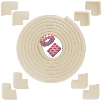 Kantenschutz Schaumstoff von Fairy Baby | Kantenschutz Eckenschutz | Kantenschutz Kinder Schwarz, Grau, Sahne, Braun | für Tische, Platten, Kommode (6M, Weiß)