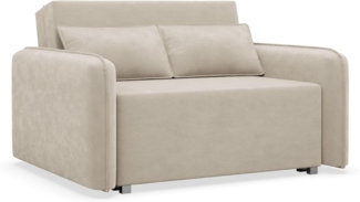 Selsey Schlafsofa mit Bettkasten 110x200 cm Kompaktes Sofa mit Schlaffunktion und Wellenfedern Beige Cord Bezug Minimalistisches Design für Kleine Wohnzimmer oder Studios Made in Polen