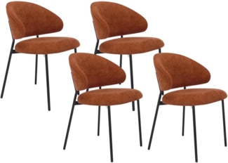 Vente-unique - Stuhl 4er-Set - Strukturstoff & schwarzes Metall - Terracotta - VOSINIA