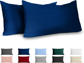 Dreamzie Kissenbezug 40x80 Renforcé Baumwolle (2er-Set) - Dunkelblau - Dicht gewebt mit 57 Fäden/cm² - Kissenbezug 40x80 cm - Oeko Tex Zertifiziert