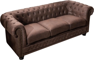 riess-ambiente 3-Sitzer CHESTERFIELD 200cm vintage braun, Einzelartikel 1 Teile, Wohnzimmer · Couch · Microfaser · Federkern · Rundum-Bezug · Design