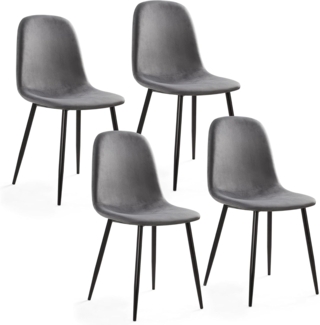 Mondeer Esszimmerstühle 4er Set, Samt Küchenstuhl mit Rückenlehne und Polsterung, Modernes, für Esszimmer Küche Wohnzimmer, Grau