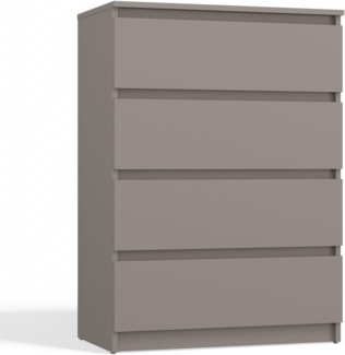 CDF Kommode Malwa M4 | Farbe: Lehm (grau) | Schrank für Dokumente, Kleinigkeiten | Ideal für Wohnzimmer, Schlafzimmer, Kinderzimmer, Jugendzimmer | 4 geräumige Schubladen