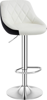 WOLTU® 1x Barhocker Barstuhl Tresenhocker Bistrohocker mit Griff, Design Stuhl, höhenverstellbar, drehbar, Sitzfläche aus Kunstleder, Gestell aus verchromtem Stahl, 2 farbig, Weiß+Schwarz BH30ws-1