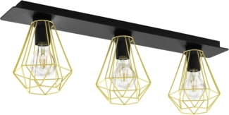 Eglo 43655 Deckenleuchte TARBES 2 E27 3X40W Stahl schwarz, messing L:77cm B:17,5cm H:24,5cm dimmbar