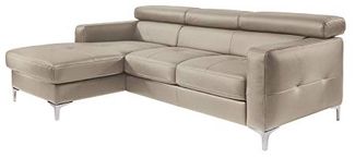 Mivano Ecksofa Sammy, Bettsofa in Lederoptik mit großem Stauraum und verstellbaren Kopfteilen, 227 x 74 x 187, Lederimitat, hellbraun