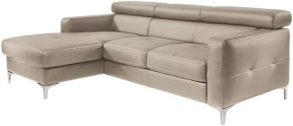 Mivano Ecksofa Sammy, Bettsofa in Lederoptik mit großem Stauraum und verstellbaren Kopfteilen, 227 x 74 x 187, Lederimitat, hellbraun