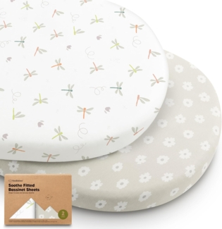 2-Pack Bio Spannbettlaken Babybett für Mädchen, Jungen - 100% Baumwolle Spannbettlaken Kinderwagen, Spannbettlaken Stubenwagen & Wiegen Matratze Bezug, Unisex Beistellbett Spannbettlaken (Meadow)