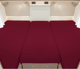 BettwarenShop Wohnmobil Wohnwagen Heckbett Spannbetttuch-Set 3-teilig|2 Längsbetten + Mittelteil| weinrot