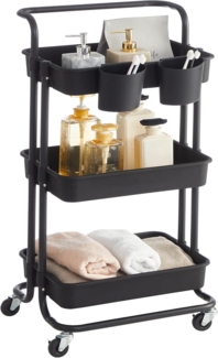 Songmics Beistellwagen, Servierwagen, Ablagefächer aus Kunststoff, schwarz