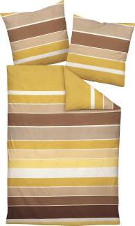 Janine Mako Satin Bettwäsche 2 teilig Bettbezug 155x220 cm Kopfkissenbezug 80x80 cm J. D. 87067-03 leuchtendes gold braun