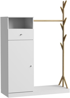 Vicco Garderoben-Set Liria, Weiß/Bambus, 100 x 145 cm mit Schublade
