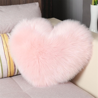 Herzkissen Doppelseitiger Flausch Superweiches Plüsch Dekokissen Love Zierkissen Herz Dekoratives Kissen für Wohnzimmer Sofa Kind Schlafzimmer Bett (Rosa,35x45 cm)