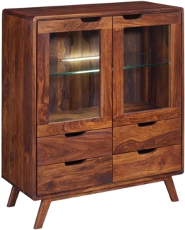 Massivmoebel24 Highboard (Highboard Sheesham 90x40x110 walnuss lackiert MALMÖ 2 #113)