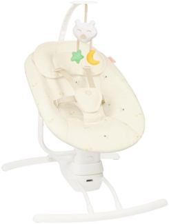 Badabulle Elektrische Babyschaukel Buddy Creme - 3 Schaukelgeschwindigkeiten, 8 Melodien, Spielbogen