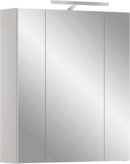 xonox. home – Spiegelschrank Ice 60 x 70 x 18 cm inkl. Beleuchtung in Korpus weiß Nachbildung und Front weiß Hochglanz – Spiegelschrank mit Licht in Weiß – markant & edel