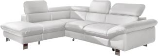 Mivano Ecksofa Driver in modernem Design / Ledersofa in L-Form mit Ottomane links / Inkl. verstellbare Kopfstützen / 266 x 73 x 214 / Kunstleder weiß