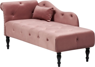 Chaiselongue Samtstoff rosa linksseitig IVRY