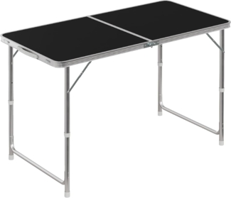 WOLTU Campingtisch Klapptisch Gartentisch Arbeitstisch Balkontisch höhenverstellbar Aluminium MDF Schwarz CPT8122sz