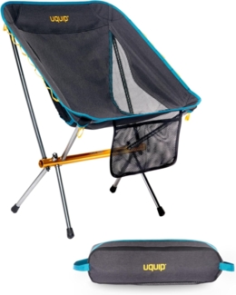 Uquip Campingstuhl Infinity I ultraleichter Faltbarer Klappstuhl mit 120 kg Traglast I kompakter Faltstuhl aus Aluminium I tragbarer Outdoor-Stuhl für Camping, Wandern, Radtouren, Festivals & Reisen