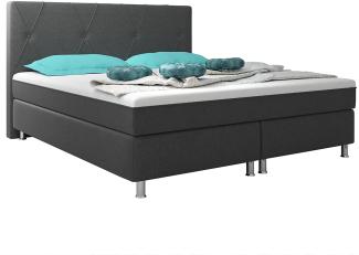 Boxspringbett Boston Plus mit integriertem Topper 180x200 Webstoff Anthrazit