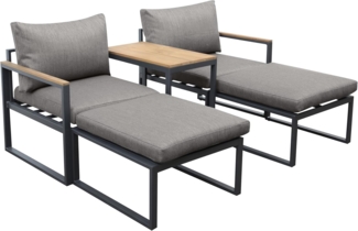 Dehner Gartenlounge-Set Balkonset Padua inkl. Polster, 5-teilig, Vielseitiges Gartenmöbelset als Gartenliegen oder Lounge anwendbar