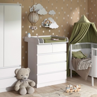 Wickelkommode Emma Weiß 80 x 110.2 cm mit 5 Schubladen Vicco