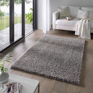 Taracarpet Shaggy Teppich Wohnzimmer Venezia Hochflor Langflor Teppiche modern Anthrazit 160x230 cm