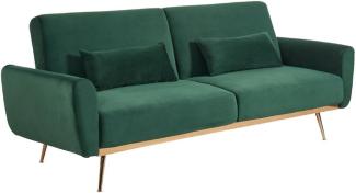 Vente-unique - Schlafsofa Klappsofa 3-Sitzer - Samt - Tannengrün - LAUNEI